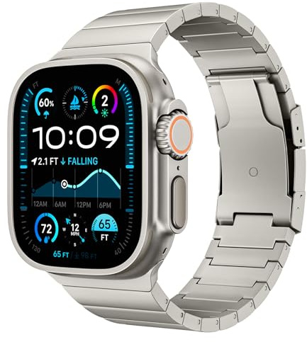Juxion Titan Armband Kompatibel mit Apple Watch Ultra 3/2/1 Armband 49 mm 46 mm 45 mm 44 mm 42 mm, Metall Ersatzband mit Faltschließe für iWatch SE 3/SE 2/SE Serie 11 10 9 8 7 6 5 4 3 2 1, Titan