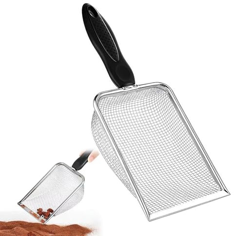 Haluway Stainless Steel Fine Mesh Litter Scoop - Sturdy Metal Cat Litter Shovel & Reptile Sand Sifter, Easy-to-Clean Waste Cleaner for Cat Litter-Box, Reptile Terrarium, Amphibious Aquarium