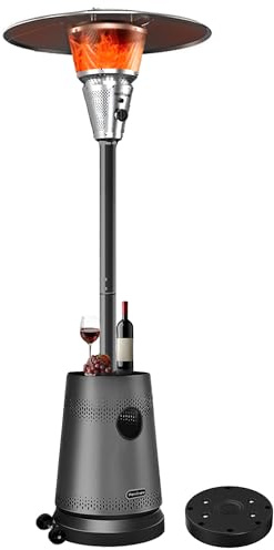 Mars Explo 50,000 BTU Patio Heater for Outdoor Use, Portable Propane Patio Heater with Wheels, Stainless Steel Burner for Porch, Deck, Garden, Commercial (Black)