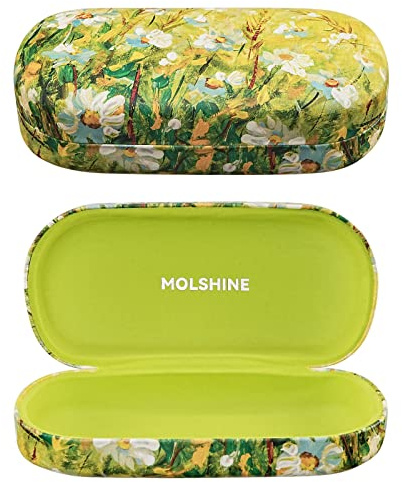 molshine Custodia rigida per occhiali da sole,custodia per occhiali classica grande per donna uomo,occhiali da sole(Margherita Verde)