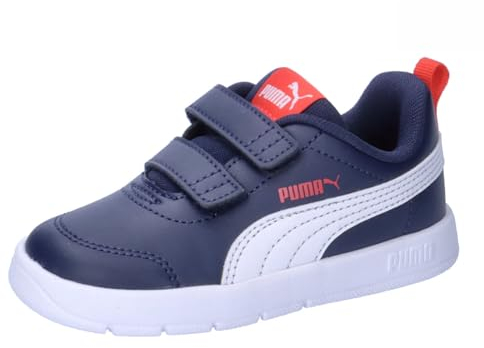 PUMA Jungen Unisex Kinder Courtflex V3 V Inf Sneaker, Navy White Red, 24 EU