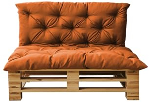 chilly pilley® Coussin de Palette matelassé avec Rembourrage en Flocons de Mousse - Coussin d'assise et Dossier - intérieur et extérieur, Plusieurs Couleurs - Orange