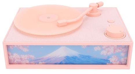 Tocadiscos Vintage con Difusor de Tocadiscos Antiguo Inalámbrico Bluetooth Portátil, Batería Integrada de 1500mAh (Pin K)