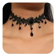 BelleVive Schwarze Halsketten für Frauen, verstellbare Halskette aus Samtleder mit Spitze, Gothic-Halskette mit Kristall, Goth-Schmuckgeschenke, Karnevals-Cosplay-Kostüm