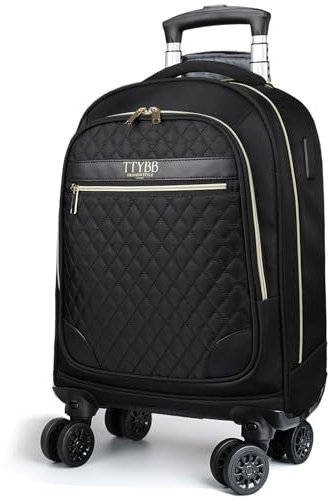 Rucksack mit Rollen Damen 17 Zoll – Leichter Reise trolley handgepäck (52x32x20 cm) – Wasserdichter Laptop Rucksack mit Teleskopgriff für Business, Uni, Flugzeug – 35L Fassungsvermögen – Schwarz