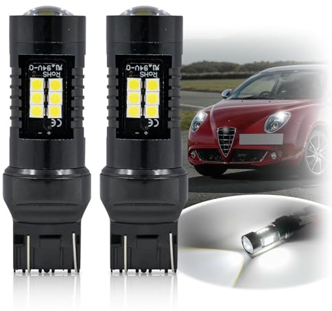 njssjd Bombillas LED DRL Luces de Circulación Diurna T20 W21/5W Compatibles con 2008-2018 Al.fa Romeo MiTo Canbus Blanco Xenón 6000K Luz Diurna Sustitución Sin Error