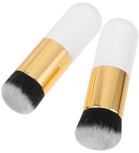 WEKADRIN 2 Piezas Pinceles De Maquillaje Para Polvos Sueltos y Base Cerdas Sintéticas Esponjosas Brocha Para Maquillaje Femenino