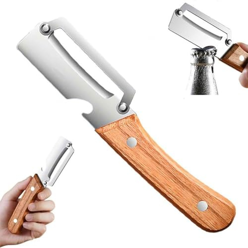 Multifunktionaler Gemüseschäler für die Küche, Zuckerrohrschäler, Universalschäler Sparschäler mit rutschfesten Griffen & Flaschenöffner, Edelstahl Kartoffelschäler, Multifunktion Gemüseschäler