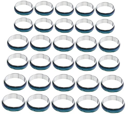 KOMBIUDA Anillos Que Cambian de Color Vintage 50 Piezas de Acero Inoxidable para Hombres y Mujeres, Anillos de Humor Ajustables, Uso Diario y Ocasiones Obsequios, Tallas Color Aleatorio