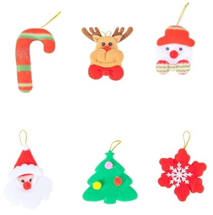 Rainway 6 Piezas Colgantes de Árbol de Navidad Ornamentos, Decoraciones de Fieltro para Árbol de Navidad, Incluyendo Muñecos de Nieve y Renos, Decoración Interior de Fiesta, Hanging Ornaments