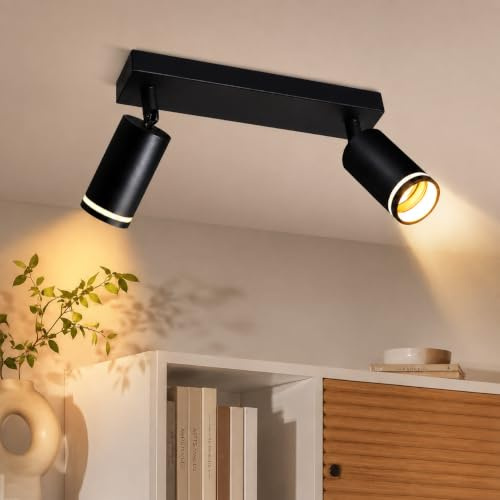 Lichtmaler Takspotlight Svart Taklampa 2-vägsljus - Taklampor GU10 Spotlights Svängbara Vägglampa Inomhus Industriell för Korridor kök vardagsrum sovrum (utan glödlampa)