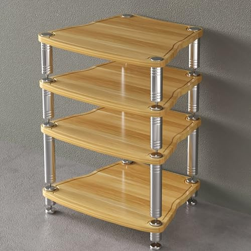 Natural 4Tier Audio/Video Media Stand Open Stereo Rack con Piedini Ammortizzanti Mensola di Immagazzinaggio per Centro di Intrattenimento 82cm/32.2in Component Cabinet