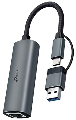 TP-Link 2-in-1 USB A & USB C 3.0 to Ethernet Adapter for Laptop, Plug &Play