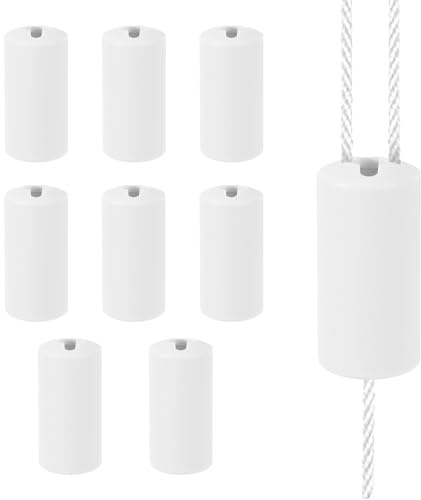 8pz Pomelli Cordino Trazione per Tende, Plastica Resistenti Pomelli di Ricambio Cordino di Trazione Pratici Accessori Tende Adatti per Ufficio Casa Scuola Ristorante (Bianco)