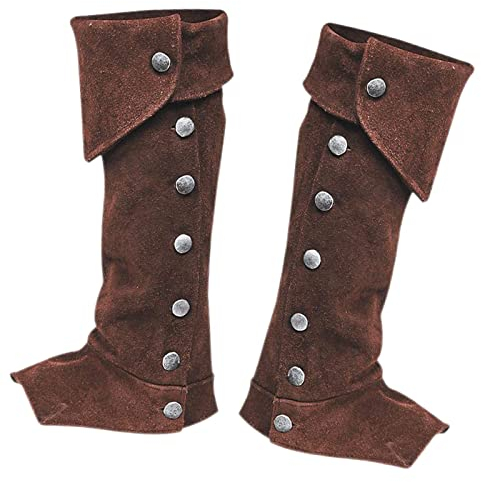 Perfeclan 1 Paar Mittelalterliche Gamaschen, Pirate Stiefelstulpen, Steampunk, Ritter, Krieger, Verbands, Kunstleder-überzüge für Cosplay, Halloween, Mottoparty, Karneval, Faschingskostüme, Brown