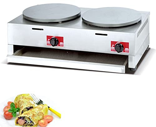 Macchina per Fare Crepe, Crepiera, Gas, Professionale Piastra per Crepes di Alta qualità Maker Machine, Crepes Professionale Diametro 40 cm, con Piastra Antiaderente, per Frittate di Tortilla,Style2