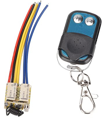Septpenta DC3.7-12V Relay Remote Control Switch, 2Ch Universal 433Mhz Remote Control Wireless Switch, with Latching Momentary Interlock Operation, with Learning Button for Latching Module System