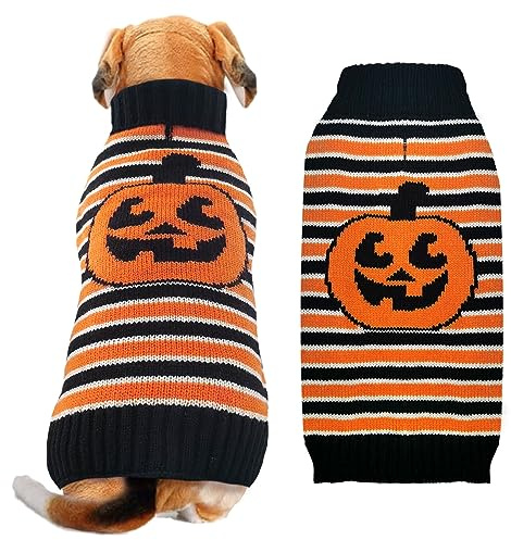 ABRRLO Maglione per animali domestici di Halloween, lavorato a maglia, a righe, per cani di taglia piccola, media e grande, XXL