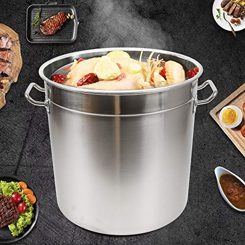 Pentola in acciaio inox, 35/50/70 litri, a induzione, con coperchio in acciaio inox 201, alta pentola per zuppa, pentola grande, pentola per verdure, pentola da campeggio, per stufare, arrostire e