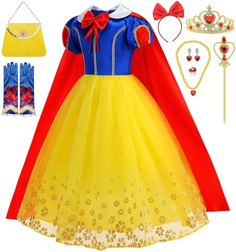 SYoimy Princess Costume Dress for Girls Princess Dress Up Costume Birthday Party Halloween Cosplay with Accessories
