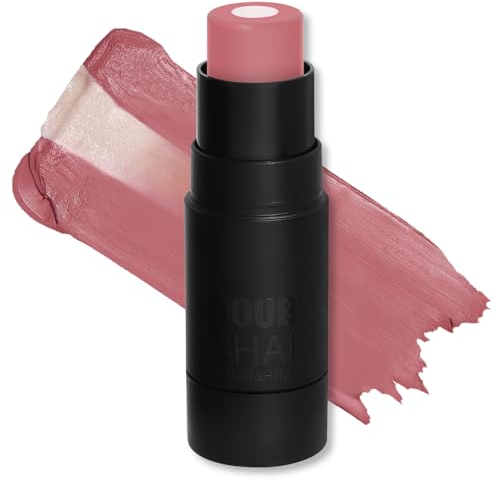 Prreal Blush Stick, Hydrating Creamy Stick Blush with Glowing Core, Multi-use Blendable Blush Glitter for Cheek Eye Lips Tint Makeup Blusher, Natural Matte Rouge Stick Face Makeup, 02#