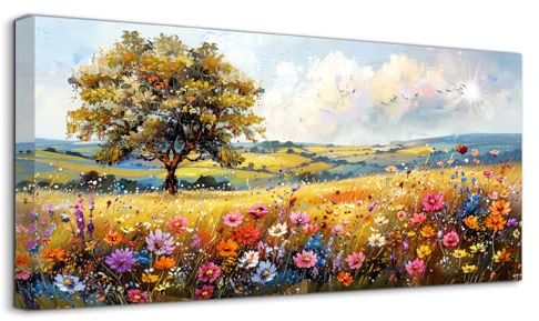 hyidecorart Tableau Decoration Murale Salon Grand, 50x100 cm Impression sur Toile, Cadre Decoration Murale Nature Colorée, Moderne Décoration de Chambre Salle De Bain Bureau Maison Décorations