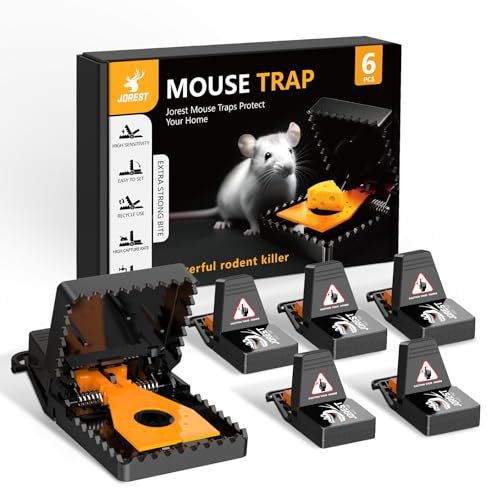 JOREST 6PCS Mouse Traps,Small Rat trap for Indoor and Outdoor,Mice Traps That Kill Instantly,Jaws Rodent Traps, Fast Kill Snap Trap and Mousetrap Catcher, Reusable Mouse Reaper