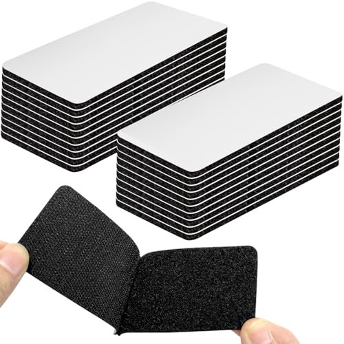 Redamancy 20 pcs Hook Loop Strip Tape, Double-Sided Sticky Tape, Black Hook and Loop Fasteners, for Mounting, Hanging or Organizing Items