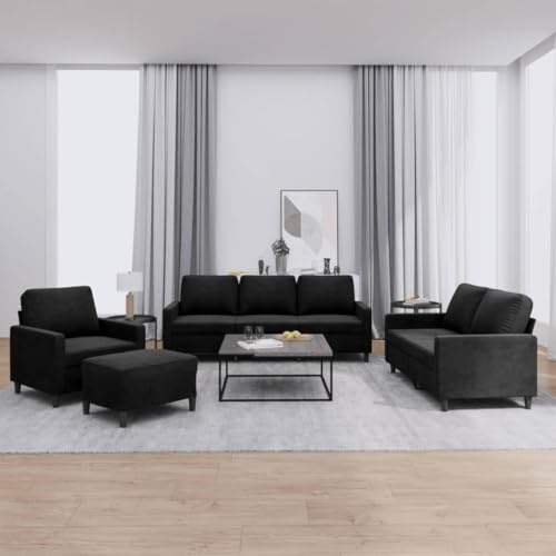 Gecheer Set di Divani 4 pz con Cuscini Nero in Velluto