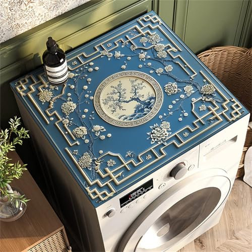 Highdi Universel Housse de Protection pour Machine à Laver Top,Coussin de Machine à Laver Antidérapant Housse de Machine à Laver pour Machine à Laver Ou Sèche-Linge (Bleu,60x60cm)