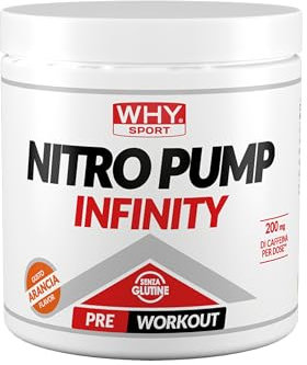 WHY SPORT NITRO PUMP INFINITY - Integratore Alimentare in Polvere a Base di Citrullina e Arginina – Confezione da 200 gr - Gusto Arancia