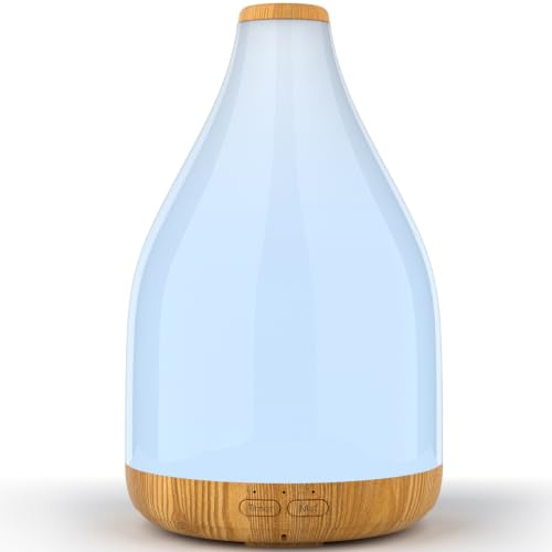 KinYiLO Essential Oil Diffuser for Home, 300ML Modern Décor Aromatherapy Diffusers Large Room Fresh Air Scent, Ultrasonic Cool Mist Humidifier & Color Light, 1-3-6H Timer Auto Shut-Off, Brown