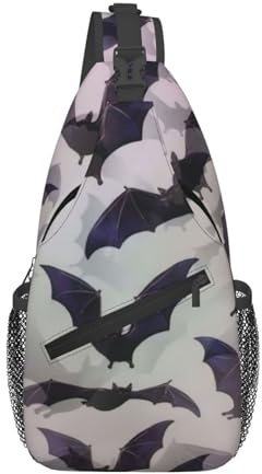 Halloween fladdermöss gråtryck män kvinnor korsväska diagonalt slunga lätt axel crossbody ryggsäck