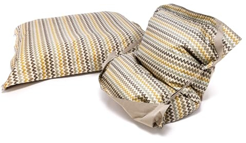 Ecopuf - Pouf XXL - Bean Bag - Pouf avec Rembourrage - Grand Coussin de Sol pour L'intérieur et L'extérieur, Motif en Zigzag, Hydrofuge, 135(L) x170(L) x170(H) cm, 5kg, Pillow Classic Outdoor Jaune