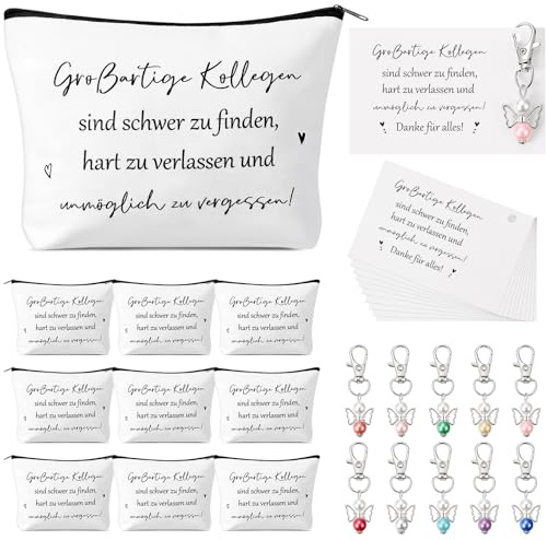 Hestya 10 Sets Regalo de Despedida para Compañeros Incluye Neceser Llavero de Ángel Tarjeta Regalo por Cambio de Trabajo Regalos de Despedida para Compañeros