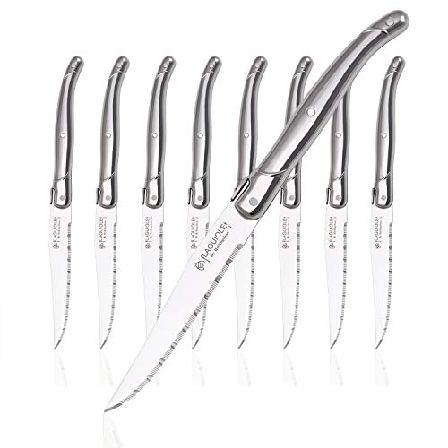 Lot de 8 couteaux à steak à bord dentelé, de qualité supérieure, passent au lave-vaisselle, en acier inoxydable, avec coffret cadeau