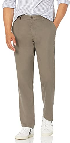 Amazon Essentials Men's Straight Fit Wrinkle-Resistant Flat-Front Casual Chino Trousers, Beige (Taupe), 35W / 32L