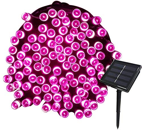 Tuokay, Solar Garden Lights, Outdoor Fairy Lights, Waterproof 72ft 22m 200 LED 8 Twinkling Modes, Decorative Lighting String Lights for Home Gazebo Patio Lawn Ornament (Pink)