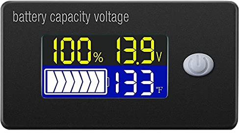 DollaTek Batteriekapazitätsanzeige Messgerät mit Alarm nd Extern Temperatur Sensor -19~80℃ 12V 12V 24V 36V 48V 60V 72V Display LCD Voltmeter Temperaturmesser Tester für Li-Ionen Lifepo4 Blei Säure