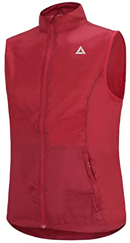 Airtracks Gilet da ciclismo funzionale da donna Team Line – Gilet da corsa – Gilet leggero – Antivento – Impermeabile – Riflettente, Colore: rosso, XL