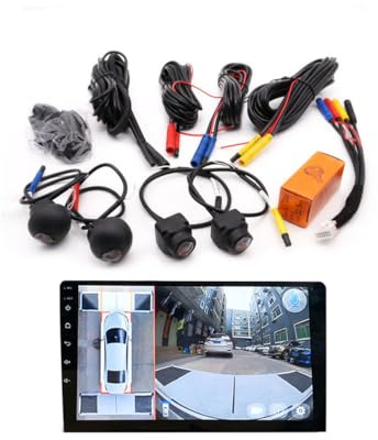 YLOXFW 3D bil 360 graders panoramakamera AHD 1080P Starlight Night Vision Front + bakre + vänster + höger 360 graders kamera Kit för bil Android GPS-navigationsradio Stereo