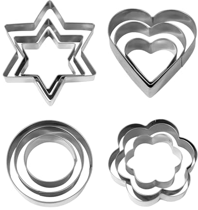 AiQInu 12 Pezzi Formine per Biscotti, Formine per biscotti in acciaio inox, Stampi Biscotti per Biscotti, Fondente, Torte