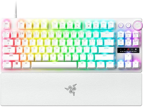 Razer Huntsman V3 Pro Tenkeyless - TKL Analogt Optiskt Esports PC-tangentbord - Snabb avfyrning (Snabb trycksättning, multifunktionshjul med 2 dedikerade tangenter) QWERTY US Layout | Vit