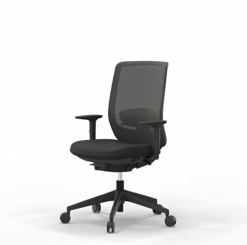 Silla de oficina profesional Actiu Trim Carbon Black malla Hasta 150 kg y uso de hasta 24 horas | Respaldo regulable en altura y asiento en profundidad | Top Ergonomía y Salud (Brazos 3D, Sin cabezal)