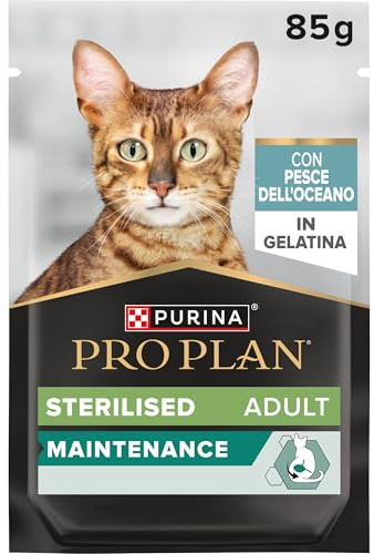 PURINA PRO PLAN Sterilised Maintenance Cibo Umido per Gatti Adulti Sterilizzati Teneri Pezzetti in Gelatina con Pesce dell'Oceano 26 Bustine da 85g