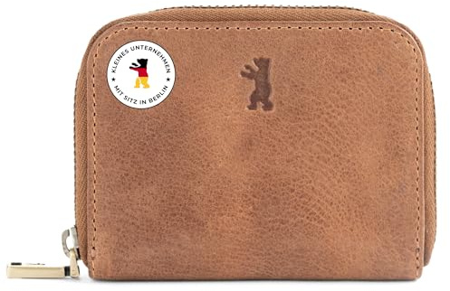 Berliner Bags Vintage Geldbörse Braga, Kleine Portemonnaie, Geldbeutel aus Leder mit RFID-Schutz, inkl. Geschenk-Box, für Damen und Herren - Braun