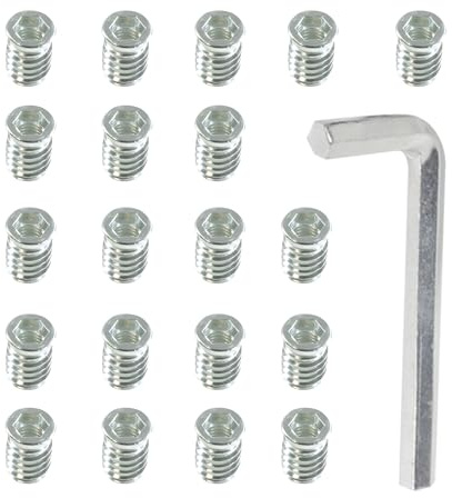 50 stycken skruvmuttrar M6 x 15 mm med insexnyckel, gänginsats trä, M6-skruvhylsor gänginsatser, skruvhylsa, M6-insexmuttrar av galvaniserat stål för trämöbler