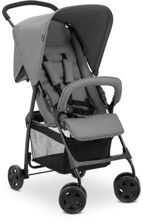 hauck Sport, Grey - Super Lightweight Travel Pushchair with Raincover (only 5.9 kg) Compact & Foldable, Fully Reclining, XL Storage Basket, from Birth up to 15 kg