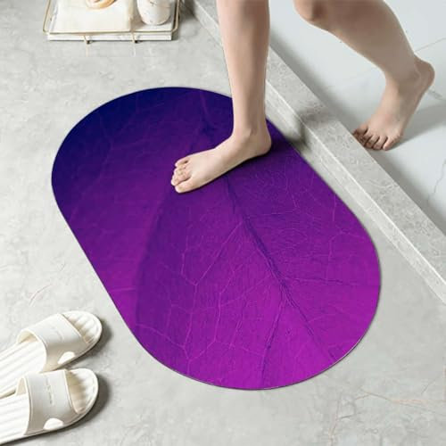 Eggplant_08419 Badematte aus Kieselgur, Violett, abstrakte farbige Quadrate, Ombre-ähnliche schnelltrocknende Kieselgur-Vorleger für die Vordertür, Badematte, Aubergine, 15,7 x 23,6 Zoll
