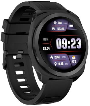 CANYON Smartwatch SW83 – Orologio fitness IPS da 1,34 pollici, GPS, STRAVA 128 modalità sport, SpO2 e frequenza cardiaca in tempo reale, 150 quadranti, contapassi, monitoraggio dello stress e del